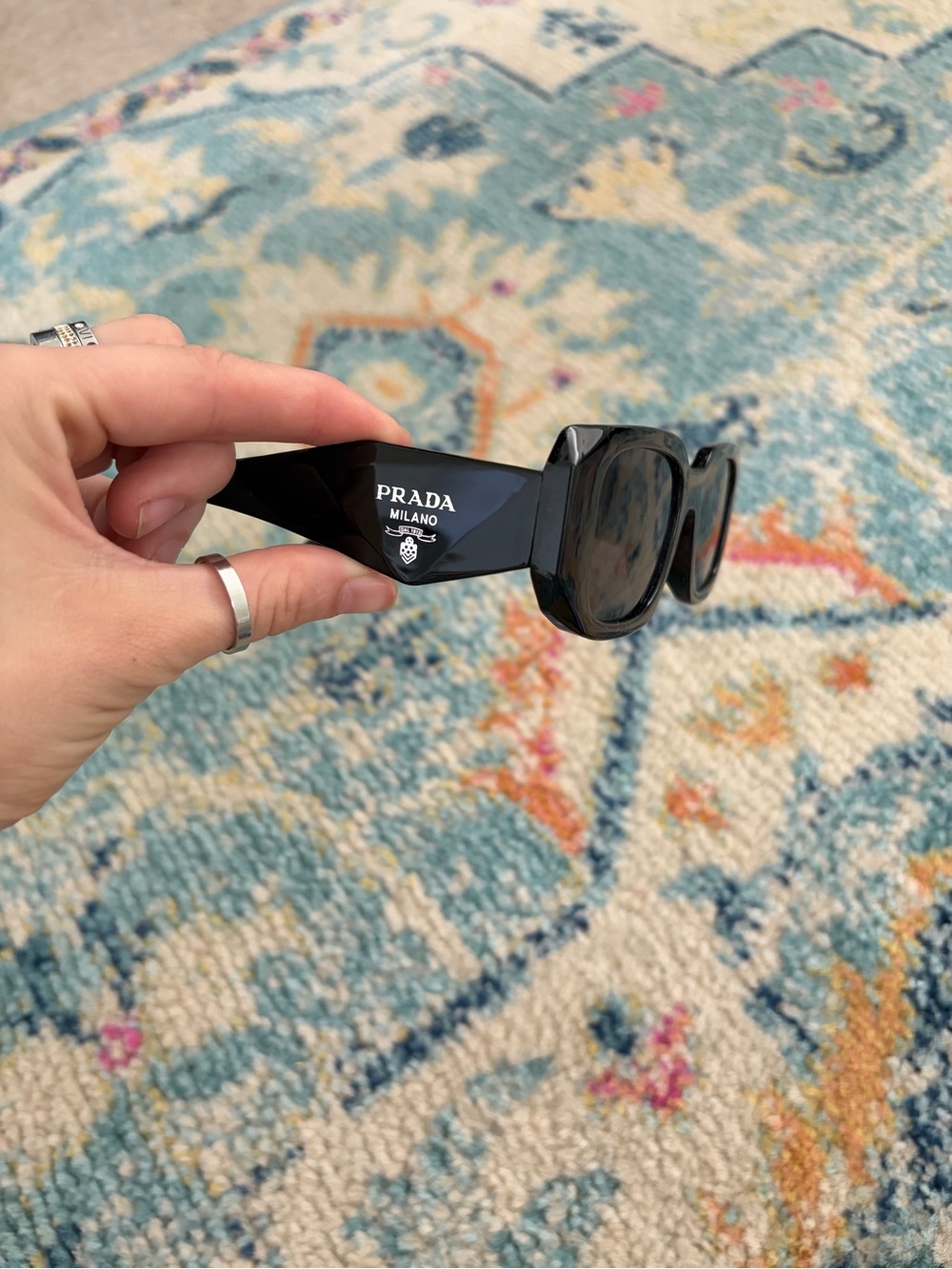 Prada Matte Black Rectangular Sunglasses - Picture 4 of 11